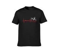 Maglia per Moto Africa Twin Battito Cuore T-Shirt Graphic Tee Printed Top Mens Black Shirt M