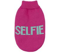 Record - Pull pour Chien Influencer. Pull pour Chien Doux à col roulé avec Passepoil élastique, brodé avec Inscription 'Party Time' | Fuchsia, XS - Longueur Dos 30 cm