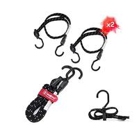 MAGMA Lot de 2 Sangles d'attache Elastique avec Crochet Plastique | Boucle de Sécurité pour Bagage, Vélo, Remorque, Camping et Charge Lourde | Universel. Longueur Réglable. Noir Réfléchissant