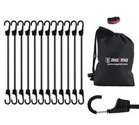 Magma Set de 12 Tendeur Elastique avec Crochet | Elastiques Résistants pour Vélo, Moto, Voiture, Tente, Camping et Remorque | Sangle à Bagage ou Bâches | Usage Militaire et Extérieur | (Noir, 45cm)