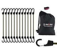 Magma Set de 12 Tendeur Elastique avec Crochet | Elastiques Résistants pour Vélo, Moto, Voiture, Tente, Camping et Remorque | Sangle à Bagage ou Bâches | Usage Militaire et Extérieur | Vert, 75cm
