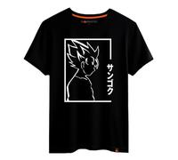Magmatic - T Shirt Saiyan Manga pour Homme Unisex Enfant, Collection Black Shadow Tee Shirt Noir Premium 100% Coton, Cadeau Manga, Animé, Shonen, Cadeau Noël Homme Fan de Manga
