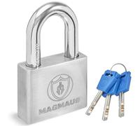 Magmaus® PDL60 Cadenas Extérieur avec 3 Clés - Anse 10 mm Anse Résistante aux Coupures, Acier Inoxydable 60 mm | Antivol de Sécurité pour Portail, Cabanon, Garage