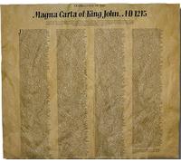Magna Carta of King John, 1215. Traduction anglaise du latin original imprimé sur parchemin antique authentique 40,6 x 35,6 cm