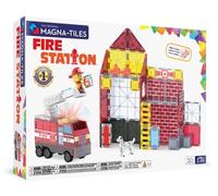 MAGNA-TILES® Caserne de pompiers - Kit de construction magnétique - 50 pièces - La marque originale de construction magnétique