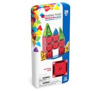 MAGNA-TILES MicroMAGS Kit de construction magnétique de voyage 26 pièces - Couleurs vives, la marque de construction magnétique originale