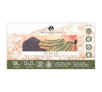 Magnani 1404 Italia Bloc de papier aquarelle 100 % coton, presse à froid, 20 feuilles, 4,5 x 9 cm, 63,5 kg, sans acide, résistant aux UV, bords repliés, papier aquarelle végétalien pour artistes