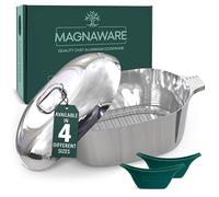 Magnaware Faitout en Aluminium Moulé - Cocotte Ovale Légère avec Couvercle pour Familles & Réceptions - Répartition Idéale de la Chaleur pour Cuisson Lente, Pâtisserie & Plats Cajuns - 12L