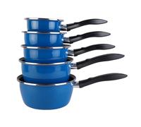 magnefesa Lot de 5 casseroles émail Bleu Induction Interieur facon Pierre