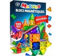 Magneo® Blocs Magnétiques 120 Pièces (2 Voitures) - Construction Enfant dès 3 Ans - Jeu Créatif avec Magnetic Tiles - Blocs Aimantés pour Garçons & Filles - Idée Cadeau