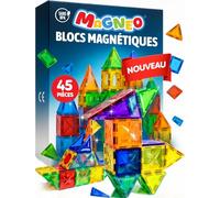 Magneo® Blocs Magnétiques 45 Pièces - Construction magnetique Enfant dès 3 Ans - Jeu Créatif avec Magnetic Tiles - Blocs Aimantés pour Garçons & Filles - Idée Cadeau