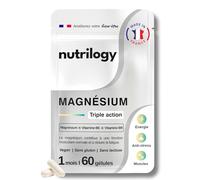 Magnésium 300 mg + Vitamines B6 & B9 | Détente, Anti-Stress & Anti-Fatigue | 1 Mois - 60 Gélules | Complément Alimentaire Haute Absorption, Sans Gluten & Fabriqué en France | NUTRILOGY