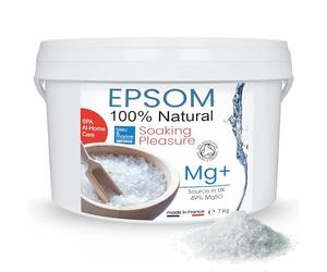 Magnésium Bio, Sel d'Epsom - Sels de Bain Relaxation et Récupération : Jambes Fatiguées, Muscles et Articulations. Pédicure, Exfoliant pour la peau - 7 kg
