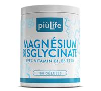 Magnésium Bisglycinate 1500 mg PiùLife - 180 Gélules - 300 mg par Dose Avec Vitamines B6, B1, B5 - Absorption Optimale Comme le Magnesium Glycinate - Idéal pour Fatigue, Stress et Sommeil