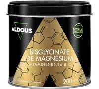 Bisglycinate de Magnésium - 200 Capsules - Vitamine C, B6, B5 - Magnésium hautement biodisponible - Vitamines pour la fatigue - Os et Articulations, Muscles - Glycinate de Magnésium - ALD