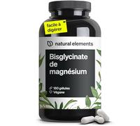 Magnésium Bisglycinate - 200 mg de magnésium élémentaire/dose journalière - 180 gélules, 2 mois d'approvisionnement - doux sur l’estomac, vegan, hautement dosé