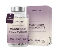 Magnesium Bisglycinate 2505mg | Magnesium Glycinate Chelaté Hautement Biodisponible 300mg Élémentaire - Bisglycinate de Magnésium Non Tamponé, Vegan - Fatigue, Sommeil, Muscles - 180 Gélules