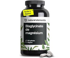 Magnésium Bisglycinate - 300 mg de magnésium élémentaire/dose journalière - 180 gélules, 2 mois d'approvisionnement - doux sur l’estomac, vegan, hautement dosé