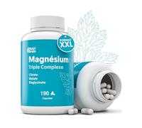Magnésium Bisglycinate, Citrate et Malate | Complexe 3 en 1 | Anti-Fatigue et Anti-Stress | Haute Absorption et Biodisponibilité Maximale | 190 Gélules | Enérgie, Sommeil et Récupération Musculaire