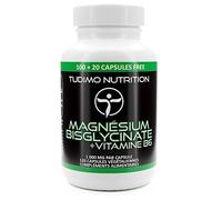 Magnésium Bisglycinate Vegan avec Vitamine B6 - 1000mg | 200mg de Magnésium Élémentaire + Vit B6 - 120 Capsules (4 mois) à Désintégration Rapide, avec 200 mg Bisglycinate de Magnésium Poudre Minérale