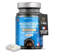Magnésium Bisglycinate + Vitamine B6-500 mg - 90 gélules végétaleset vegan - sommeil, stress, factigue - Absortion maximale - Fabriqué en France