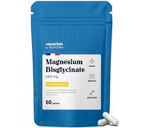 Magnésium Bisglycinate + Vitamine B6, Fatigue, Stress, Sommeil & Récupération, Magnesium Haute Absorption, 240 mg/j, 60 Gélules Vegan, Cure de 1 mois, Fabriqué en France, Essentials by Novoma