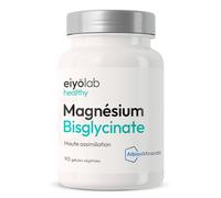 MAGNÉSIUM BISGLYCINATE + Vitamine B6 | Forme Chélatée Labellisée TRAACS | Assimilation Maximale sans Inconforts Digestif | Sommeil & Anxiété | 90 Gélules Vegan | Made in France | Eiyolab