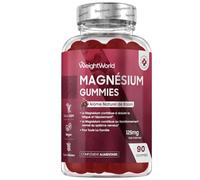 Magnésium Citrate en Gummies 125 mg par jour, 90 Gommes pour 45 jours d'approvisionnement Vegan, saveur raisin - Gummies magnésium enfants & adultes, alternative aux comprimés et gélules.