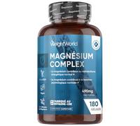 Magnesium complex 490mg Magnesium Bisglycinate, Citrate, Malate et Taurate (4 Types) 180 Gélules, 6 mois d'Approvisionnement, Vegan, sans OGM, sans Lactose, sans Gluten avec L-Leucine Acide Aminé