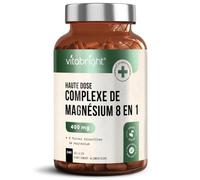 Magnésium Complex 8-en-1 | 200 mg | 240 Gélules Végétaliennes | Magnesium Bisglycinate, Citrate, Malate, Taurate | Complément pour Muscles, Énergie et Fatigue | 8 Mois | VitaBright