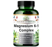 Magnésium Complexe 6-1 1500 mg Quotidien | 400 mg Magnésium Élémentaire | Oxyde, Bisglycinate, Malate, Taurate, Citrate & Aspartate | 180 Gélules Véganes | Haute Concentration & Biodisponibilité