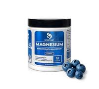 MAGNÉSIUM EN POUDRE - Citrate & Bisglycinate + Vitamine B6 - Réduction de la Fatigue, Stress & Crampes - Fonction Musculaire & Nerveuse - Saveur Myrtille - 90g - SportDiet