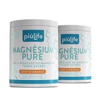 Magnesium en Poudre PiùLife - 215 mg par Dose - Carbonate et Pidolate - Sans Sucre, Goût Orange - Complexe magnesium 600 g - Contribue à un métabolisme énergétique normal