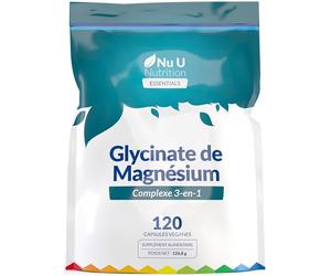 Magnésium Glycinate 3-en-1 Complex 1813mg - 120 Capsules Véganes - Bisglycinate, Citrate & Malate à Triple Absorption - 384mg de Magnésium Élémentaire - Fabriqué en Europe - Nu U Nutrition