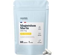 Magnesium Marin 300 mg + Vitamine B6 - Énergie & Système Nerveux - 60 Gélules pour 1 mois - Magnésium d'Origine Marine Absorption - Fabriqué en France - Essentials by Novoma