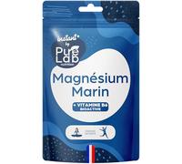 Magnésium Marin (300mg/jour) + Vitamine B6 bioactive - Combat la Fatigue et le Stress - 30 Gélules végétales - Format de poche (découverte, voyage, travail, cadeau, etc.) - Fabriqué en France