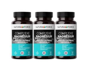 Magnésium Naturel en Gélules - Complexe Bisglycinate + Citrate de Magnésium - Haute Biodisponibilité et Parfaite Assimilation - 3 x 90 Gélules Végétales