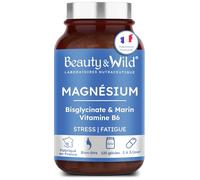 Magnésium + Vitamine B6 | Magnésium Bisglycinate, Magnésium Marin | Anti-Stress, Fatigue, CORTISOL | Haute teneur & Absorption | 300mg/jour | 120 Gélules | Made in France | Beauty & Wild