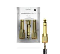 Magnet Adaptateur Jack 3,5 mm Femelle vers 6,35 mm Mâle - Lot de 3 - Audio Stéréo Plaqué Or pour Casque, Piano Numérique, Guitare, Clavier, Ampli, Table de Mixage