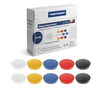 Magnet Basic Series | Lot de 10 aimants colorés pour Tableau magnétique, réfrigérateur + Tableaux Blancs | Ø 38 mm, Force d'adhérence 1500 g (10 Feuilles A4) | Revêtement spécial Anti-Rayures |