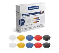 Magnet Basic Series | Lot de 10 aimants colorés pour Tableau magnétique, réfrigérateur + Tableaux Blancs | Ø 32 mm, Force d'adhérence 800 g (7 Feuilles A4) | Revêtement spécial Anti-Rayures |