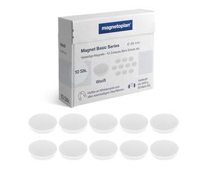 Magnet Basic Series | Lot de 10 aimants colorés pour Tableau magnétique, réfrigérateur + Tableaux Blancs | Ø 38 mm, Force d'adhérence 1500 g (10 Feuilles A4) | Revêtement spécial Anti-Rayures |