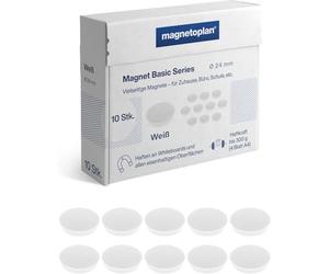 Magnet Basic Series | Lot de 10 aimants colorés pour Tableau magnétique, réfrigérateur + Tableaux Blancs | Ø 24 mm, adhérence 300 g (4 Feuilles A4) | Revêtement spécial Anti-Rayures | Facilement
