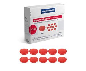 Magnet Basic Series | Lot de 10 aimants colorés pour Tableau magnétique, réfrigérateur + Tableaux Blancs | Ø 24 mm, adhérence 300 g (4 Feuilles A4) | Revêtement spécial Anti-Rayures | Facilement