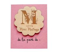 Magnet Bois M comme Merci Maîtresse/Maitresse - Aimant Fleur Gravé Fin d’Année - Cadeau Élève à Signer - Remerciement École pour Maîtresse, Atsem, Nounou, Professeur, Enseignante