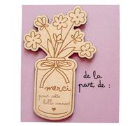 Magnet Bois Merci pour Cette Belle Année - Aimant Fleur Gravé Fin d’Année Scolaire - Cadeau Élève à Offrir à Maîtresse/Maitresse, Maître, Atsem, Nounou - avec Carte à Signer