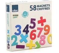 Vilac - Magnets en bois - 58 chiffres et signes - Taille adaptée aux petites mains - Couleurs pop