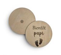 Magnet en Bois Bientôt Mamie, Papi, Tonton, Tata, Annonce de Grossesse, Décoration avec Empreintes de Pieds (Papi)