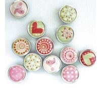 12 Mini Magnets Epoxy - Ø12mm - Coeur et Motifs - Graines Créatives