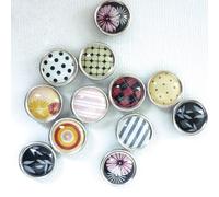 Magnet Époxy Mini Ø12mm Noir Et Motifs 12 Pièces